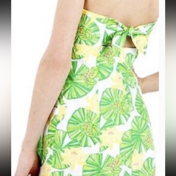 Lilly Pulitzer Strapless Franco Mini Dress Prep Green Leaves Frogs Size 2 EUC - Picture 4 of 11